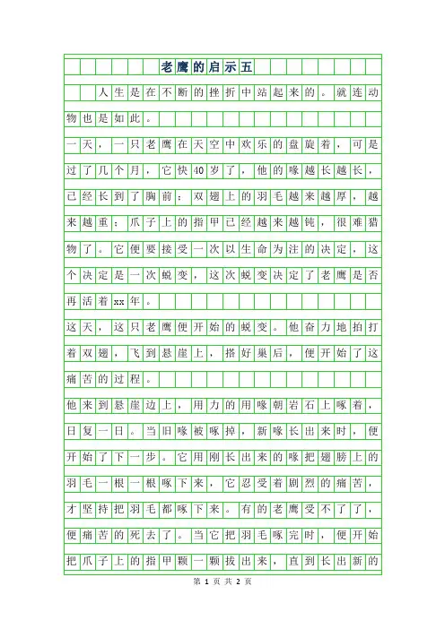2019年老鹰的启示五年级作文