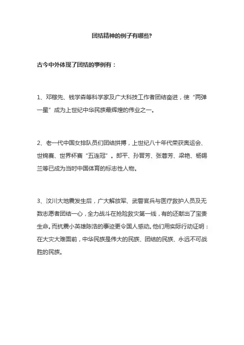 中国伟大团结精神经典案例