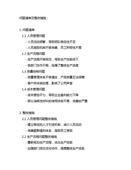 检视剖析四个方面问题清单及整改措施