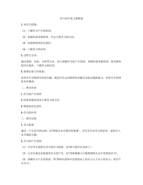 浮力初中复习课教案