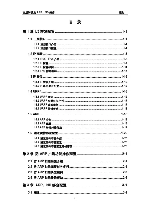 神州数码DCRS-5960_三层转发及ARP、ND操作.word