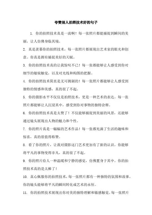夸赞别人拍照技术好的句子