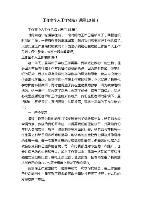 工作室个人工作总结（通用13篇）
