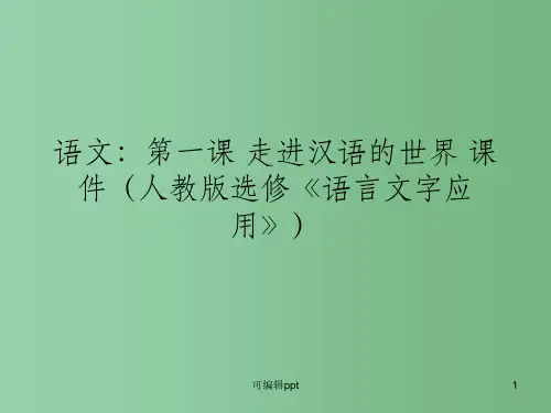 高中语文 第一课走进汉语的世界 新人教版选修《语言文字应用》