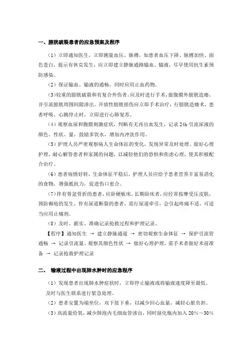 泌尿外科常见紧急情况预案及流程