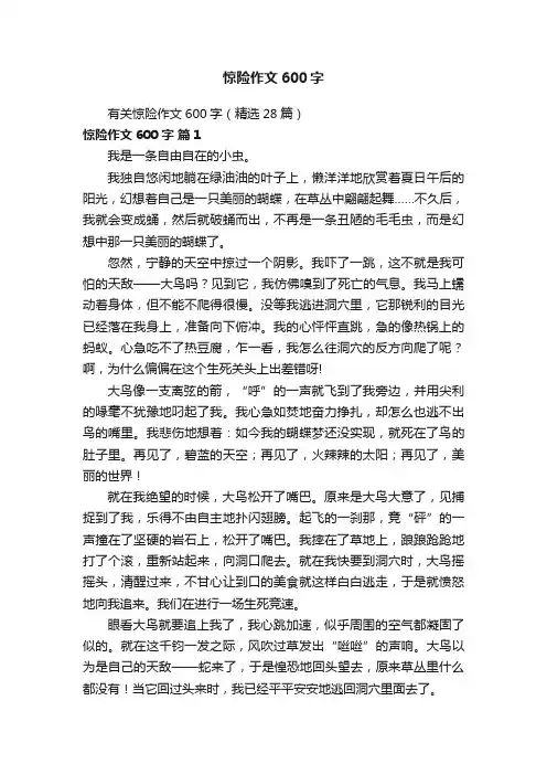 有关惊险作文600字（精选28篇）