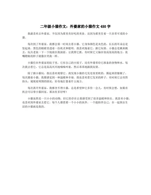二年级小猫作文：外婆家的小猫作文450字