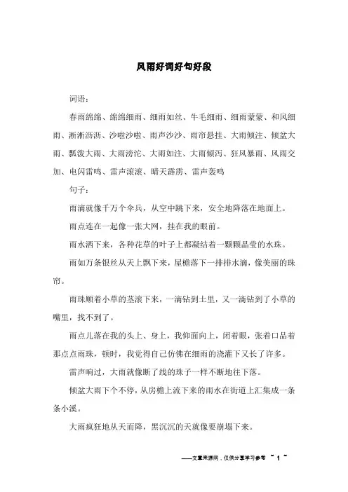 风雨好词好句好段