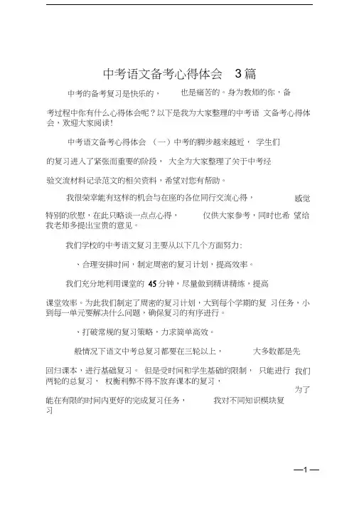 中考语文备考心得体会3篇