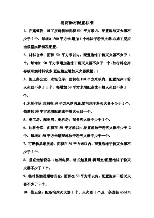 消防器材配置标准【范本模板】