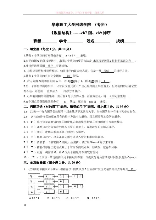 数据结构(专)阶段练习4