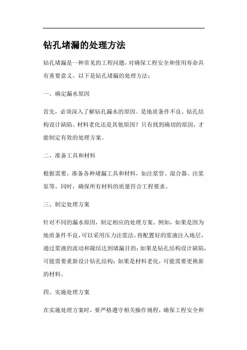 钻孔堵漏的处理方法