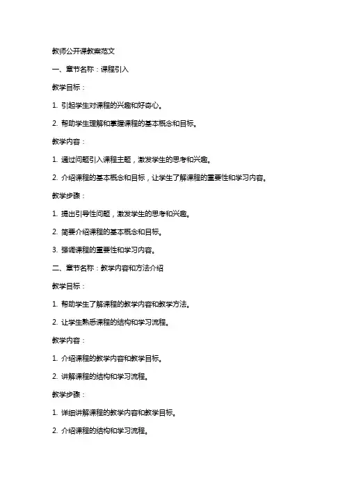 教师公开课教案范文