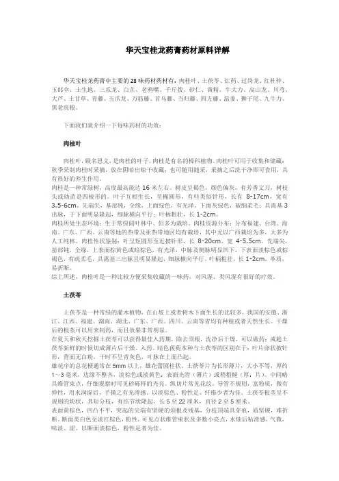 桂龙药膏药材详解