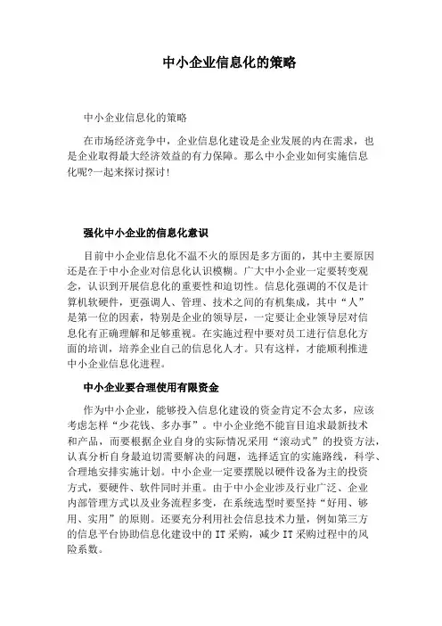 中小企业信息化的策略
