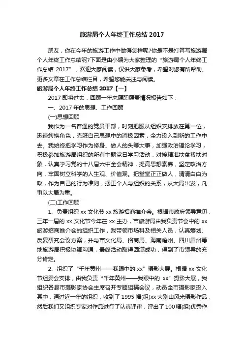 旅游局个人年终工作总结2017