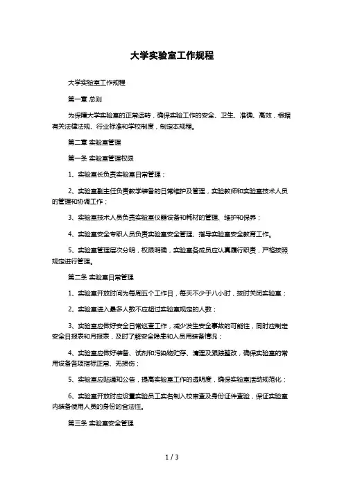 大学实验室工作规程