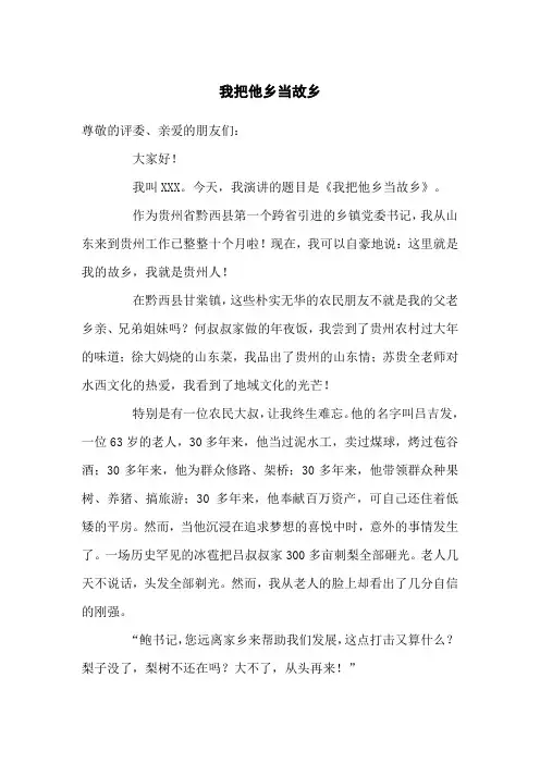 我把他乡当故乡