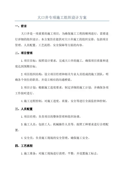 大口井专项施工组织设计方案