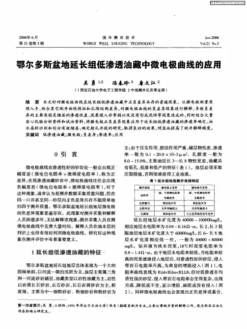 鄂尔多斯盆地延长组低渗透油藏中微电极曲线的应用