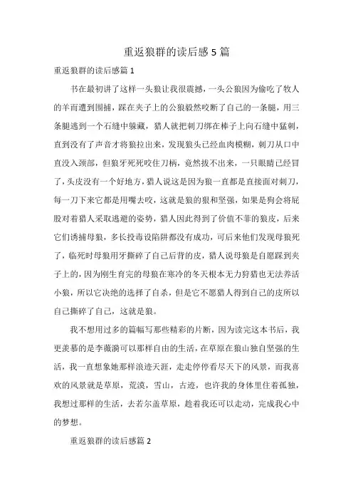 重返狼群的读后感5篇