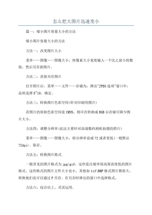 怎么把大图片迅速变小