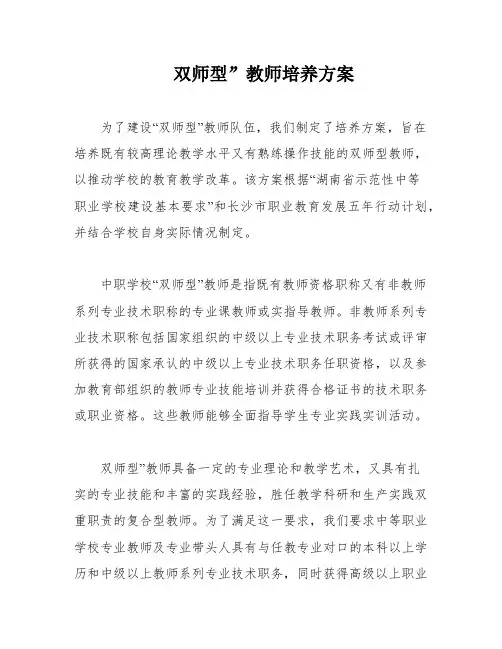 双师型”教师培养方案