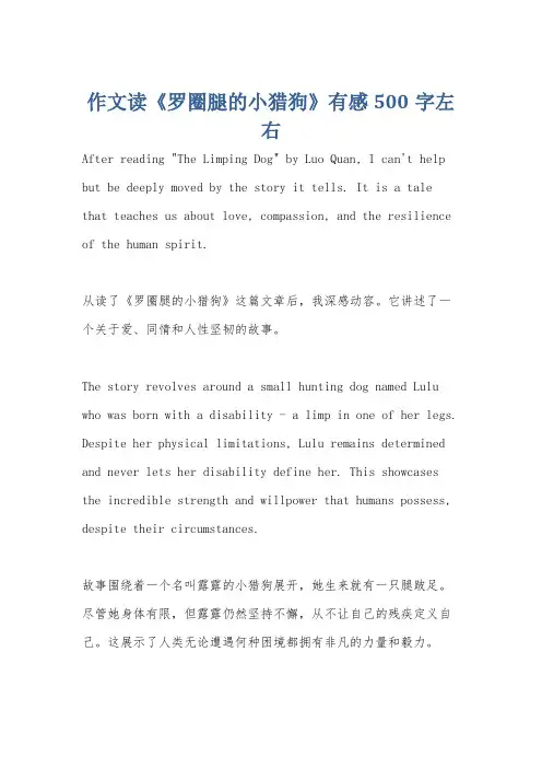 作文读《罗圈腿的小猎狗》有感500字左右