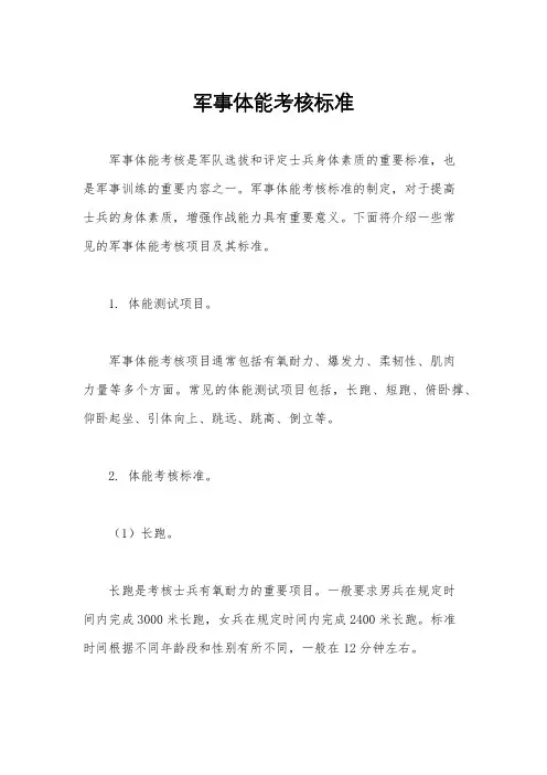 军事体能考核标准