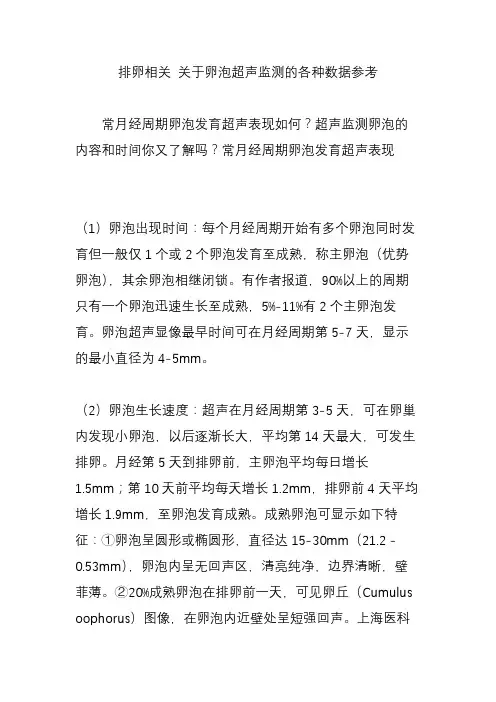 排卵相关 关于卵泡超声监测的各种数据参考