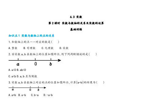 人教版七年级下册数学实数第2课时实数与数轴的关系及实数的运算 同步练习