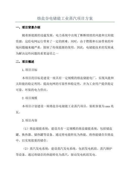 熔盐谷电储能工业蒸汽项目方案