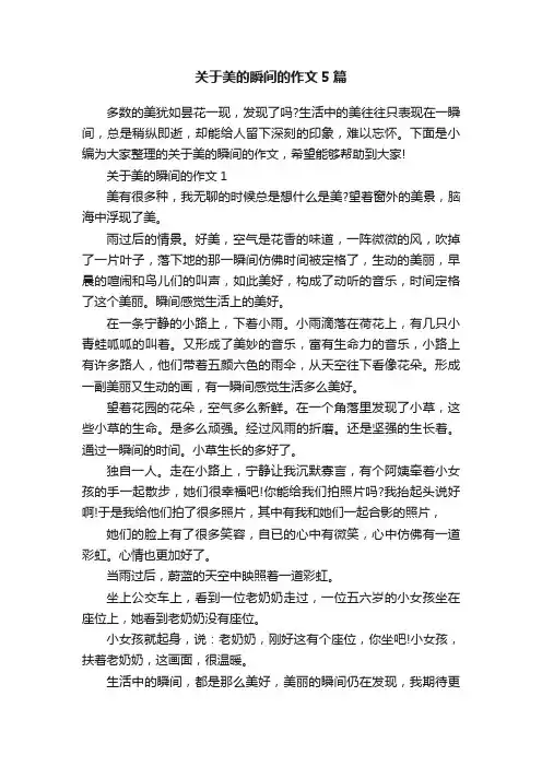 关于美的瞬间的作文5篇