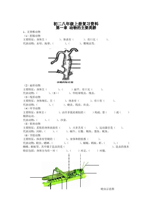 八上生物  第一、二、三章知识汇总