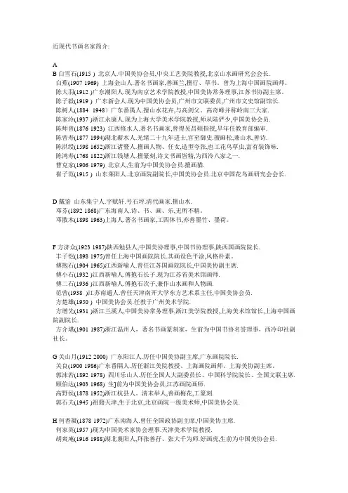 近现代书画名家简介
