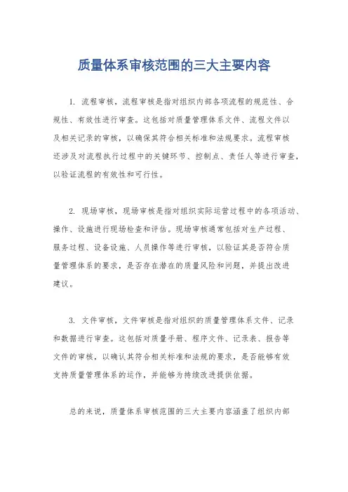 质量体系审核范围的三大主要内容