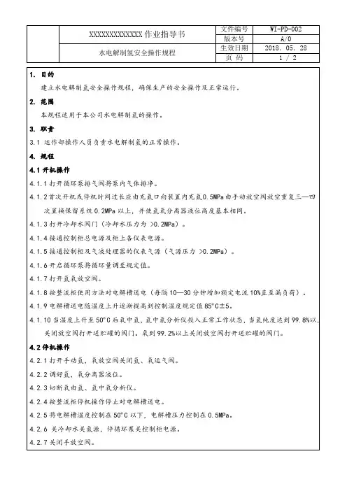 水电解制氢安全操作规程(02)