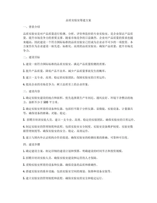品质实验室筹建方案