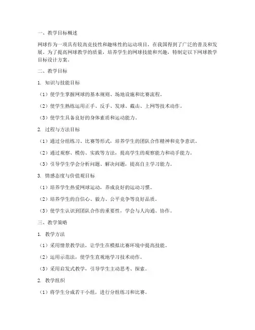 网球教学目标设计方案