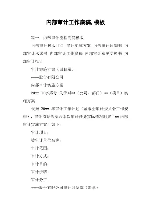 内部审计工作底稿,模板