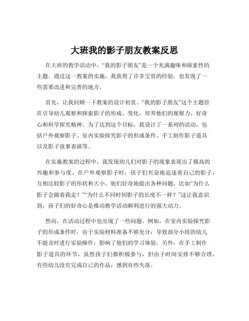 大班我的影子朋友教案反思
