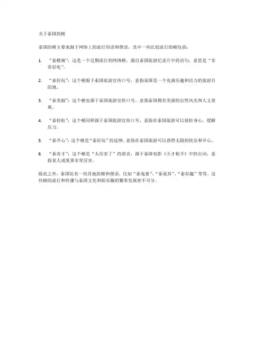 关于泰国的梗