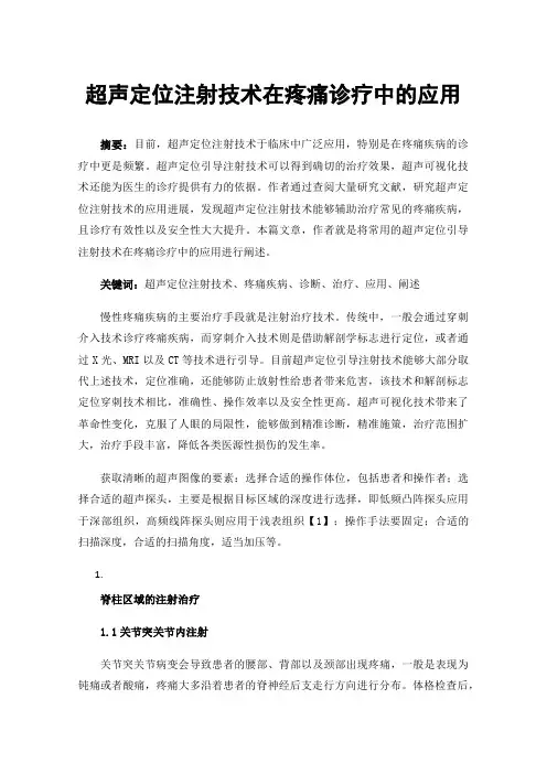 超声定位注射技术在疼痛诊疗中的应用