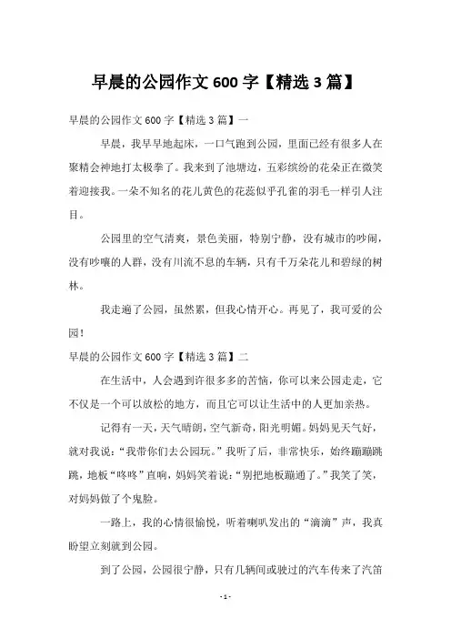 早晨的公园作文600字【精选3篇】
