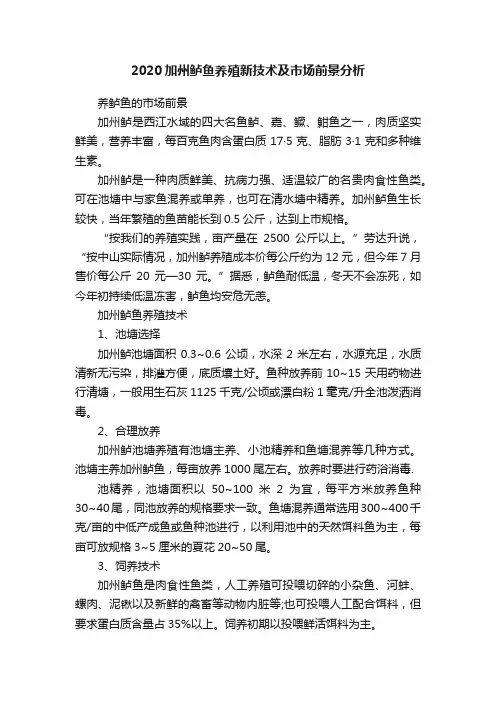 2020加州鲈鱼养殖新技术及市场前景分析