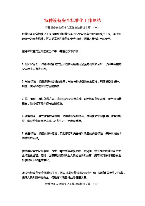 特种设备安全标准化工作总结2篇