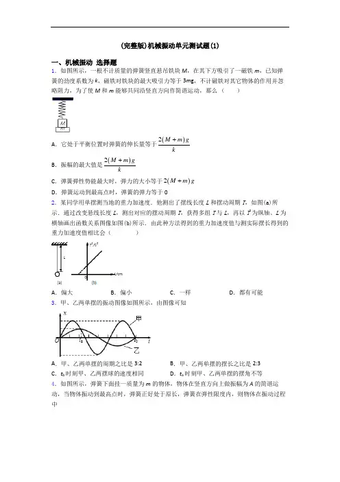 (完整版)机械振动单元测试题(1)