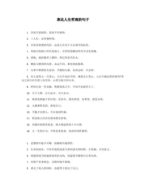 表达人生哲理的句子