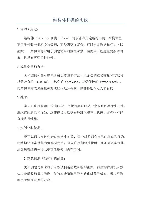 结构体和类的比较