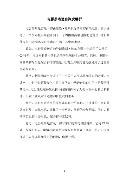 电影黑暗迷宫深度解析